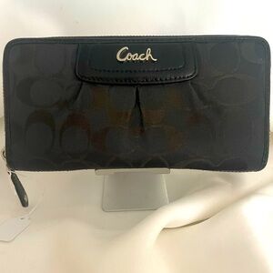 Coach signature zip around wallet
